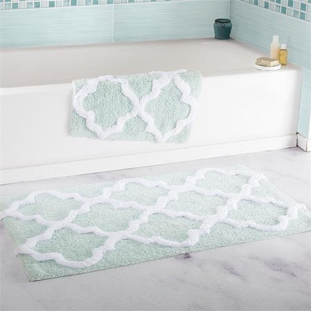 LAVISH HOME Lavish Home 67-0027-SF 100 Percent Cotton Trellis Bathroom Mat Set; Seafoam - 2 Piece 67-0027-SF